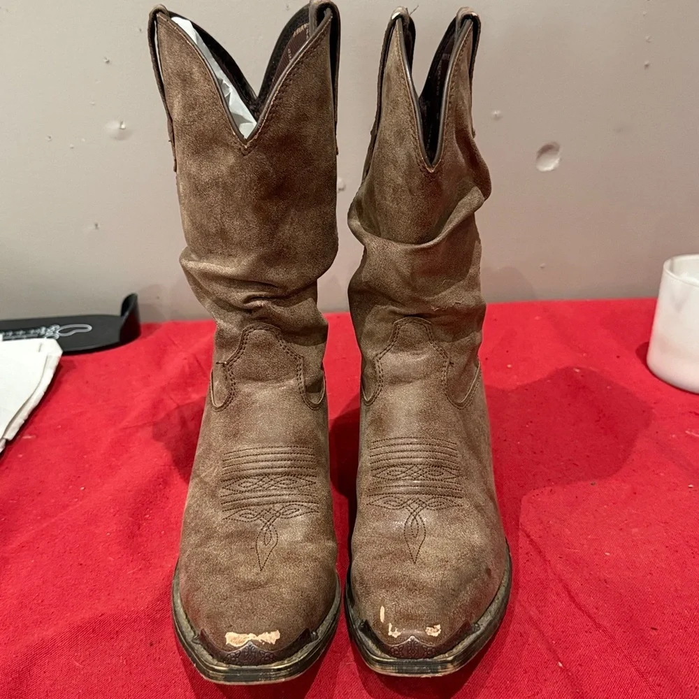 Durango Brown Heeled Boots - Picture 2 of 7